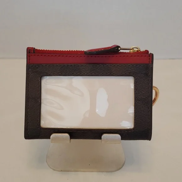 Coach Brown and Red Card Case EUC - Picture 2 of 5